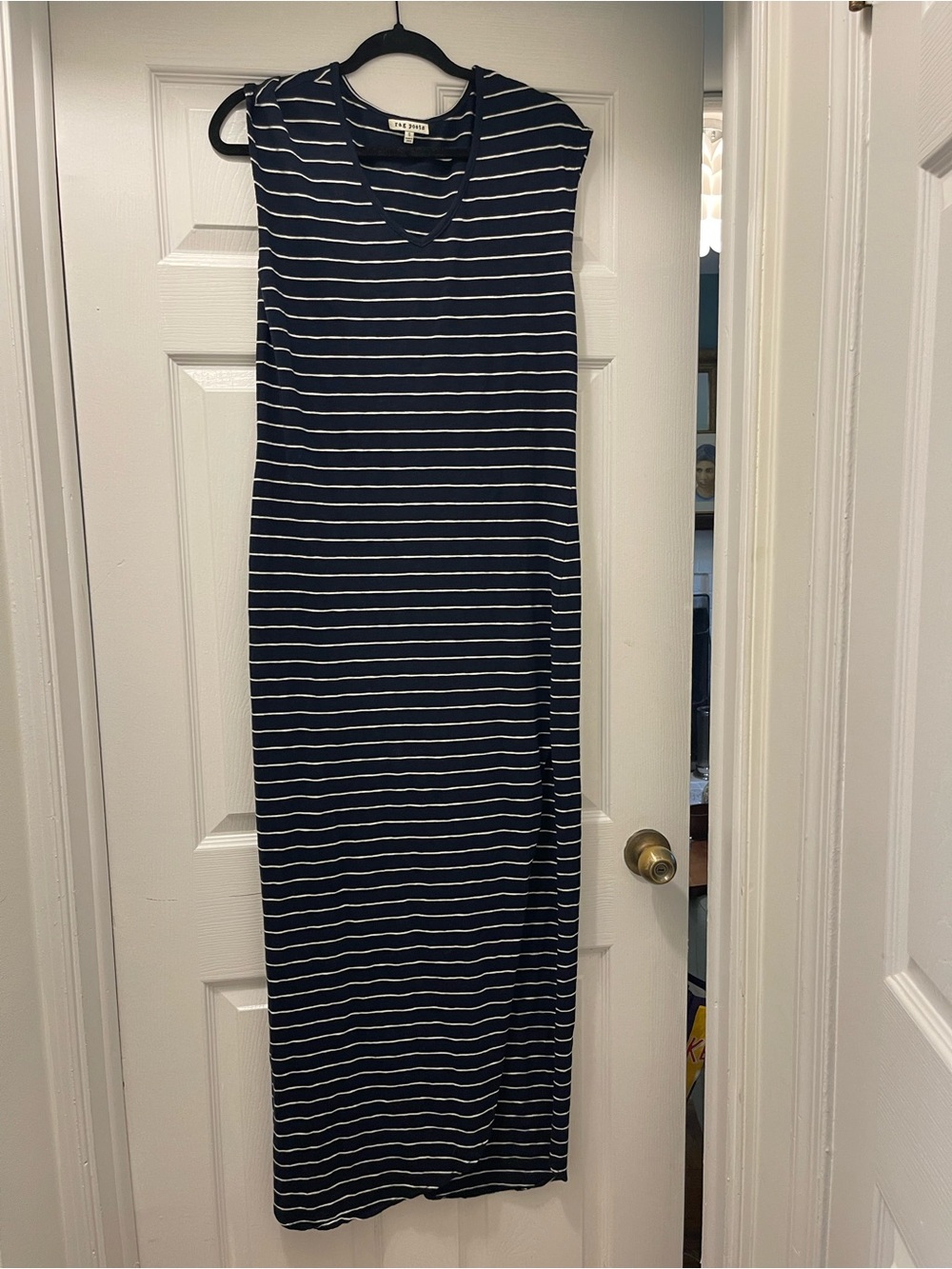 Rag Poets Navy Striped Draped Maxi Dress Size Small